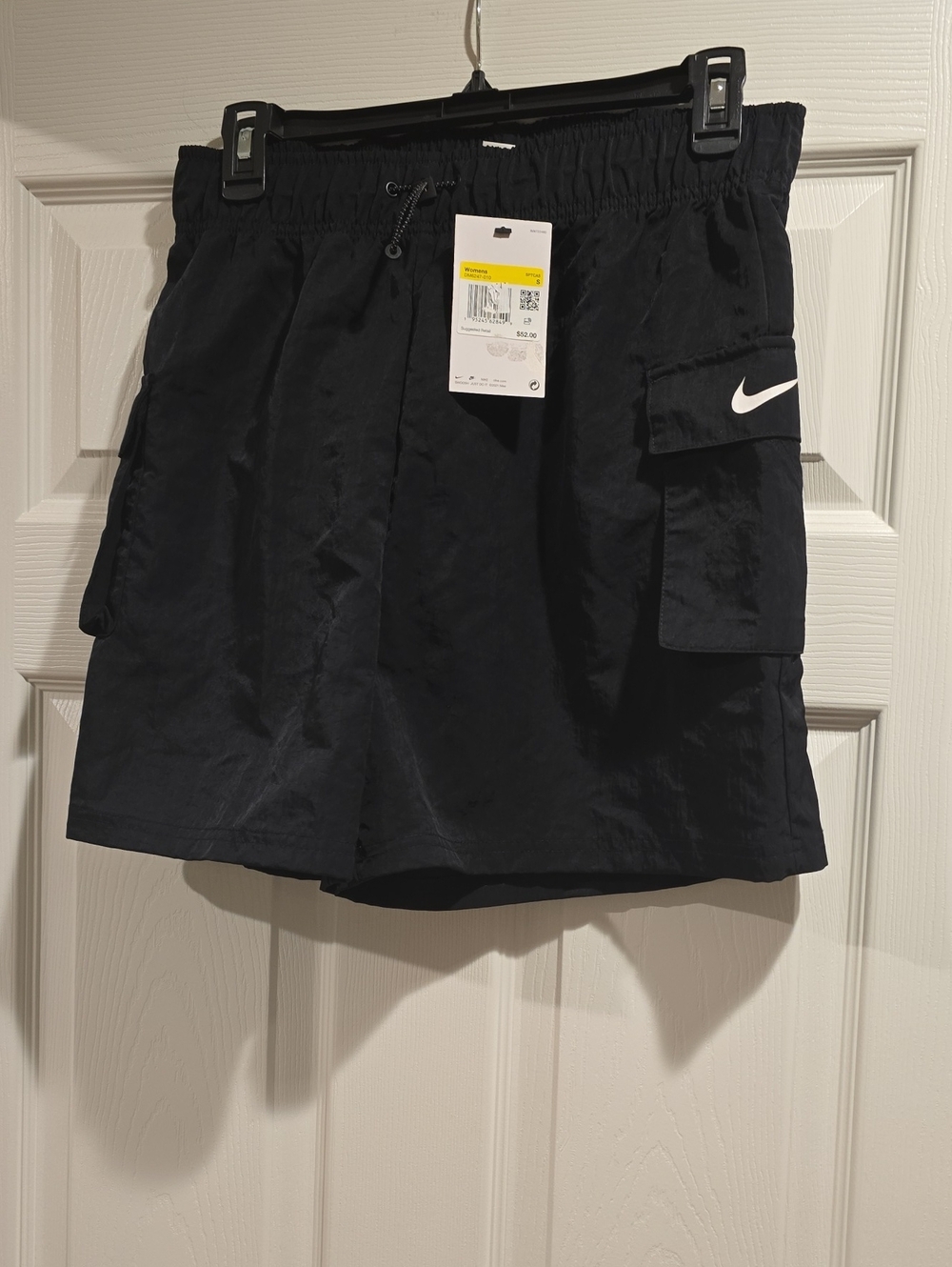 Nike Black Athletic Cargo Shorts with White Swoosh Patch